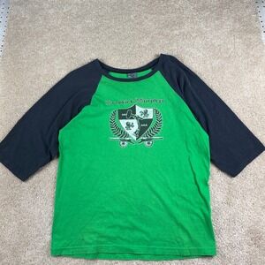 Dropkick Murphys Mens Raglan Baseball Shirt Green Blue 3/4 Sleeve Large USA Made